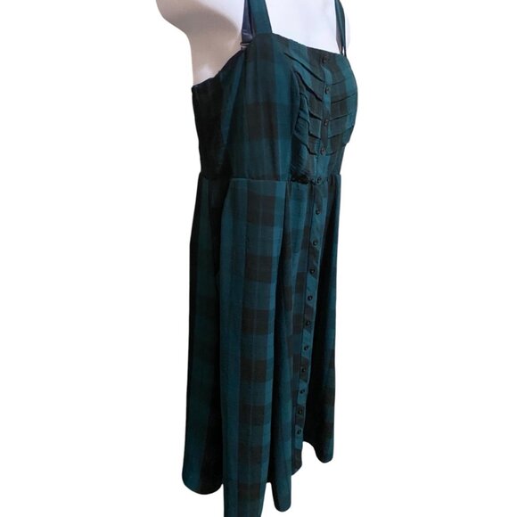 Torrid Womens Midi Dress 1X Seersucker Button Sleeveless Academia Adjustable - Picture 9 of 14